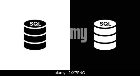 SQL-Server-Symbol in Schwarzweiß gesetzt. Einfacher flacher Vektor Stock Vektor