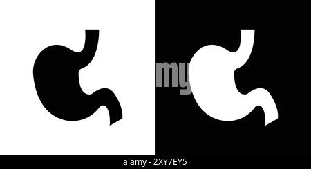 Magen-Symbol in Schwarz-weiß-Farbe. Einfacher flacher Vektor Stock Vektor