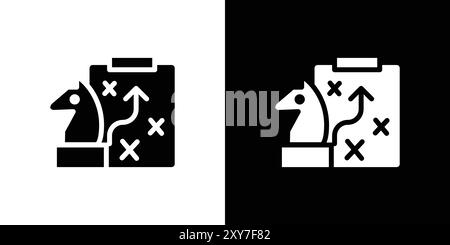 Strategiesymbol in Schwarzweiß gesetzt. Einfacher flacher Vektor Stock Vektor
