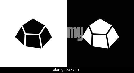 Steinsteinkristall-Ikone in Schwarz-weiß-Farbe. Einfacher flacher Vektor Stock Vektor
