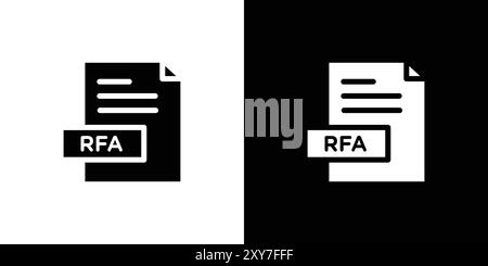 Symbol für RFA-Datei in Schwarzweiß. Einfacher flacher Vektor Stock Vektor