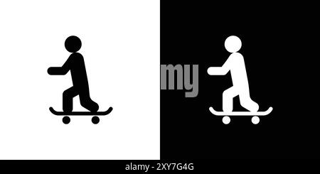 Skateboarding-Symbol in Schwarz-weiß-Farbe. Einfacher flacher Vektor Stock Vektor