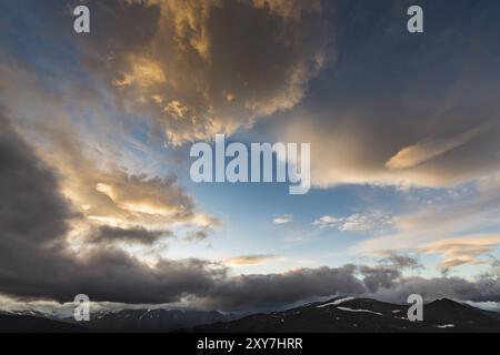 Abendstimmung, Rapadalen, Sarek-Nationalpark, Laponia-Weltkulturerbe, Norrbotten, Lappland, Schweden, September 2015, Europa Stockfoto