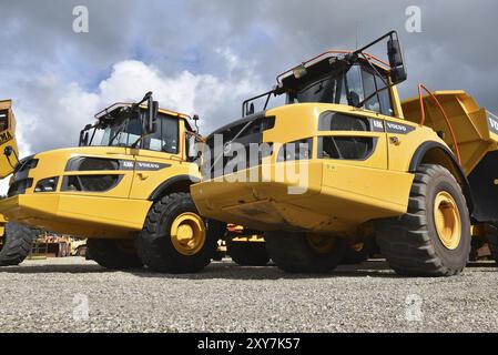 Knickgelenkte Dumper, Kipper auf einer Baustelle, Dänemark, Europa Stockfoto