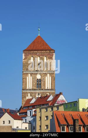 Blick auf die östliche Altstadt von Rostock Stockfoto