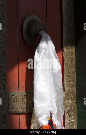 Tür zu einem buddhistischen Kloster in Ladakh, Indien, Asien Stockfoto