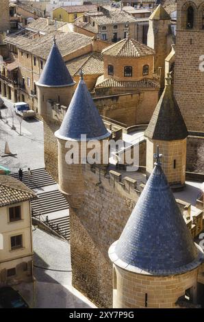 Schloss im mittelalterlichen Dorf Olite in Navarra, Spanien, Europa Stockfoto