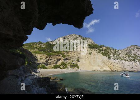 Playa de es Coll Baix, a los Pies del Puig de Sa Talaia, Alcudia, Islas baleares, Spanien, Europa Stockfoto