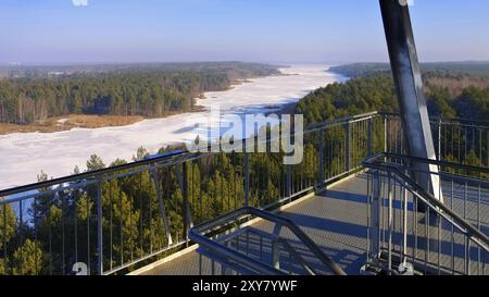 Senftenberger See Aussichtsturm im Winter, Senftenberger See im Winter Aussichtsturm, Lausitzer Seengebiet Stockfoto