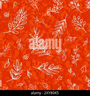 Weiße Konturblätter auf orangefarbenem Hintergrund Stock Vektor