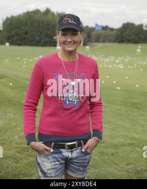 Ehemalige deutsche Schwimmerin Franziska van Almsick beim 7. Golf Charity Masters 2014 in Leipzig Stockfoto