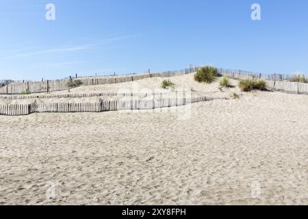 Dünenlandschaft am Strand L'espiguette in der Camargue, Südfrankreich Stockfoto