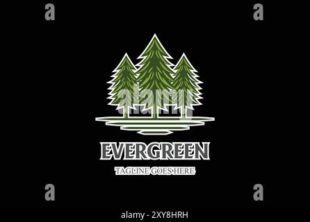 Rustikales Retro Vintage Pine Evergreen Tanne Hemlock Fichte Nadelholz Zedernholz Nadelholz Zypresse Lärchenwald Logo Design Stock Vektor