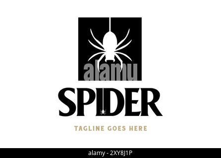 Schwarze Hängende Spinne Witwe Tarantula Silhouette Logo Design Vektor Stock Vektor