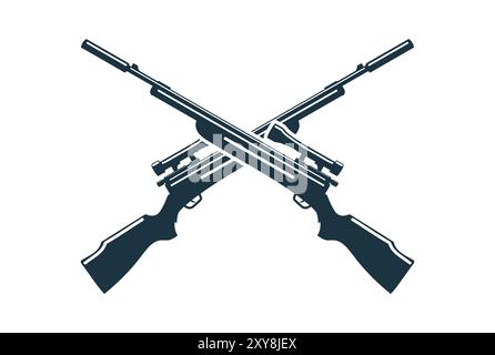 Gekreuzte Guns Abzeichen Emblem Label für Wildlife Hunting Club Logo Design Vektor Stock Vektor