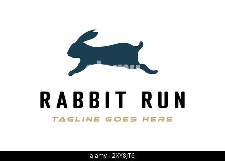 Springend Running Schnelles Kaninchen Silhouette Logo Design Vektor Stock Vektor
