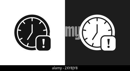 Symbol für Alarmausrufezeichen Logo Vektorkontur in Schwarz-weiß Stock Vektor