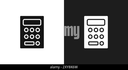 Taschenrechner Symbol Logo Vektorumrandung in Schwarz-weiß Stock Vektor