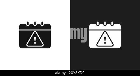 Kalender Ausrufesymbol Logozeichen Vektorkontur in Schwarz-weiß Stock Vektor