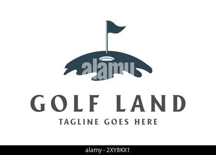 Golf Ball Loch Flag Land für Sport Club Wettbewerb Logo Design Vektor Stock Vektor