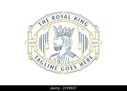 Vintage Royal King Krone Abzeichen Emblem Label Logo Design Vektor Stock Vektor