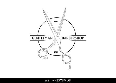 Einfache minimalistische Gentleman Schere für Haarschnitt Barbershop Logo Design Stock Vektor