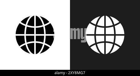 GLOBE Icon Logo Vektorkontur in Schwarz-weiß Stock Vektor