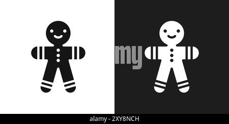 Lebkuchenmann-Icon-Logo-Zeichen-Vektor-Umrisse in schwarz-weißer Farbe Stock Vektor