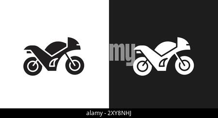 Motorradsymbol Logo Vektorkontur in Schwarz-weiß Stock Vektor