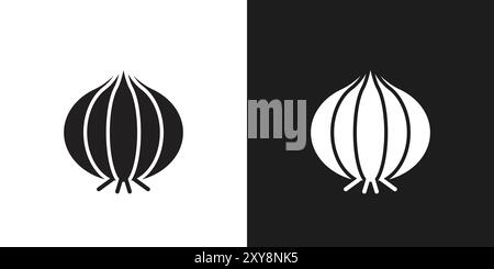 Onion Icon Logo Zeichen Vektor Umriss in schwarz-weiß Farbe Stock Vektor