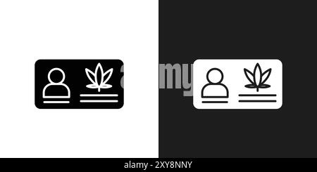 Medizinisches Marihuana Karte Symbol Logo Zeichen Vektor Umriss in schwarz-weiß Farbe Stock Vektor
