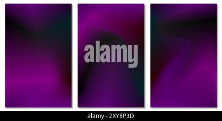Dunkelviolett Degradation Backgrounds Kollektion für Hintergründe, Tapeten oder Dekorationen Stock Vektor