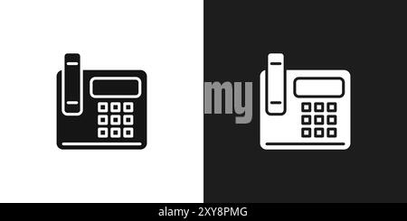 Bürotelefon Symbol Logo Vektorumrandung in Schwarz-weiß Stock Vektor