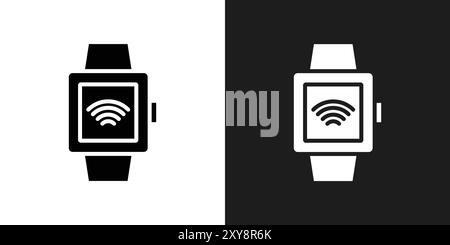 Smartwatch-Symbol Logo-Zeichen Vektorkontur in Schwarz-weiß Stock Vektor