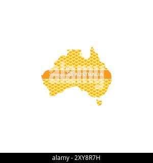 Wabenmuster auf der australischen Karte in Illustrationskunstwerken Stock Vektor