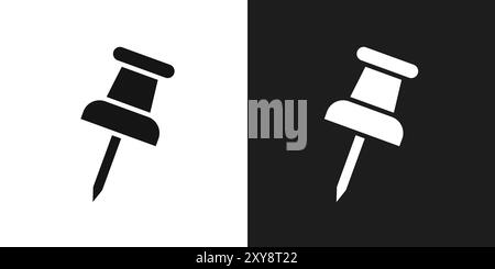 Thumbtack-Symbol Logo-Zeichen Vektorumrandung in Schwarz-weiß Stock Vektor