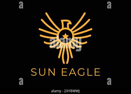 Golden Sun Eagle Hawk Falcon Phoenix Bird Star Logo Stock Vektor