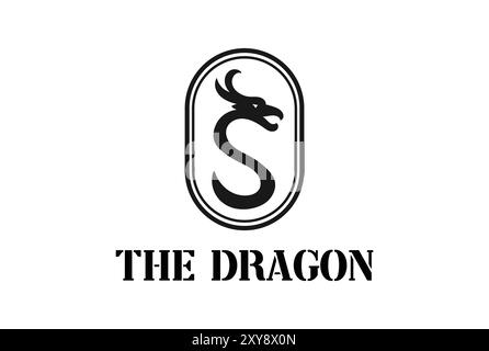 Einfacher minimalistischer Anfangsbuchstabe S mit Drachenkopf-Logo Stock Vektor