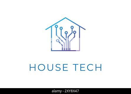 Futuristischer digitaler Schaltungs-Chip für Smart House Tech Logo Stock Vektor
