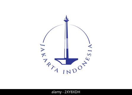 Einfaches minimalistisches Logo von Monumen Nasional oder Monas in Jakarta Indonesien Stock Vektor