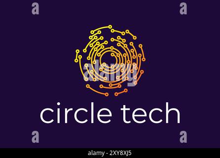Kreisförmiger runder digitaler elektronischer Schaltungs-Chip für Smart Tech-Logo Stock Vektor