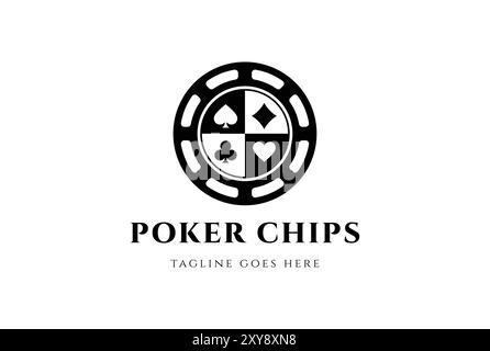 Vintage Circular Spielen Poker Karten Chips für das Spielen Sport Wetten Logo Design Vektor Stock Vektor