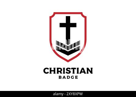 Schild Jesus Christian Cross Military Emblem Logo Design Stock Vektor