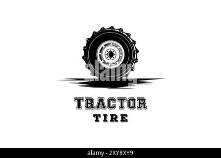 Vintage Heavy Tractor oder Bergbaufahrzeug Reifen Logo Design Stock Vektor