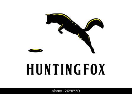 Jump Jagd Eis Schnee Fuchs Wolf Kojote Hund Silhouette Logo Design Vektor Stock Vektor