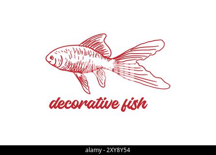 Handgezeichneter Kometenfisch für dekoratives Fish Store Logo Design Stock Vektor