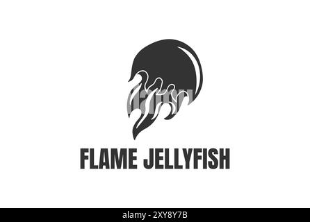 Black Ocean Jellyfish Fire Flames Tribal Logo Design Stock Vektor