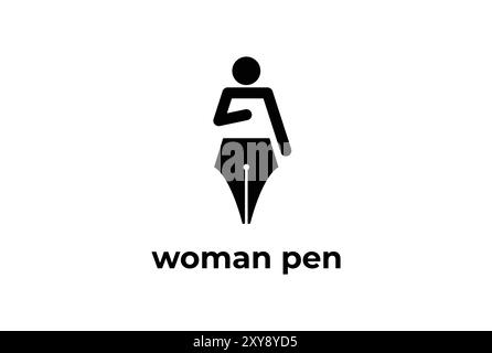 Frau Pen Symbol für Education School University Logo Design Stock Vektor