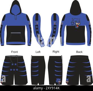 Sportswear Hoodie Design Vorlage. Satz von Sportswear Vektor-Illustration Stock Vektor