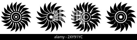 Rotorsymbole eingestellt. Schwarzes Propellersymbol auf weißem Hintergrund. Vektorabbildung Stock Vektor